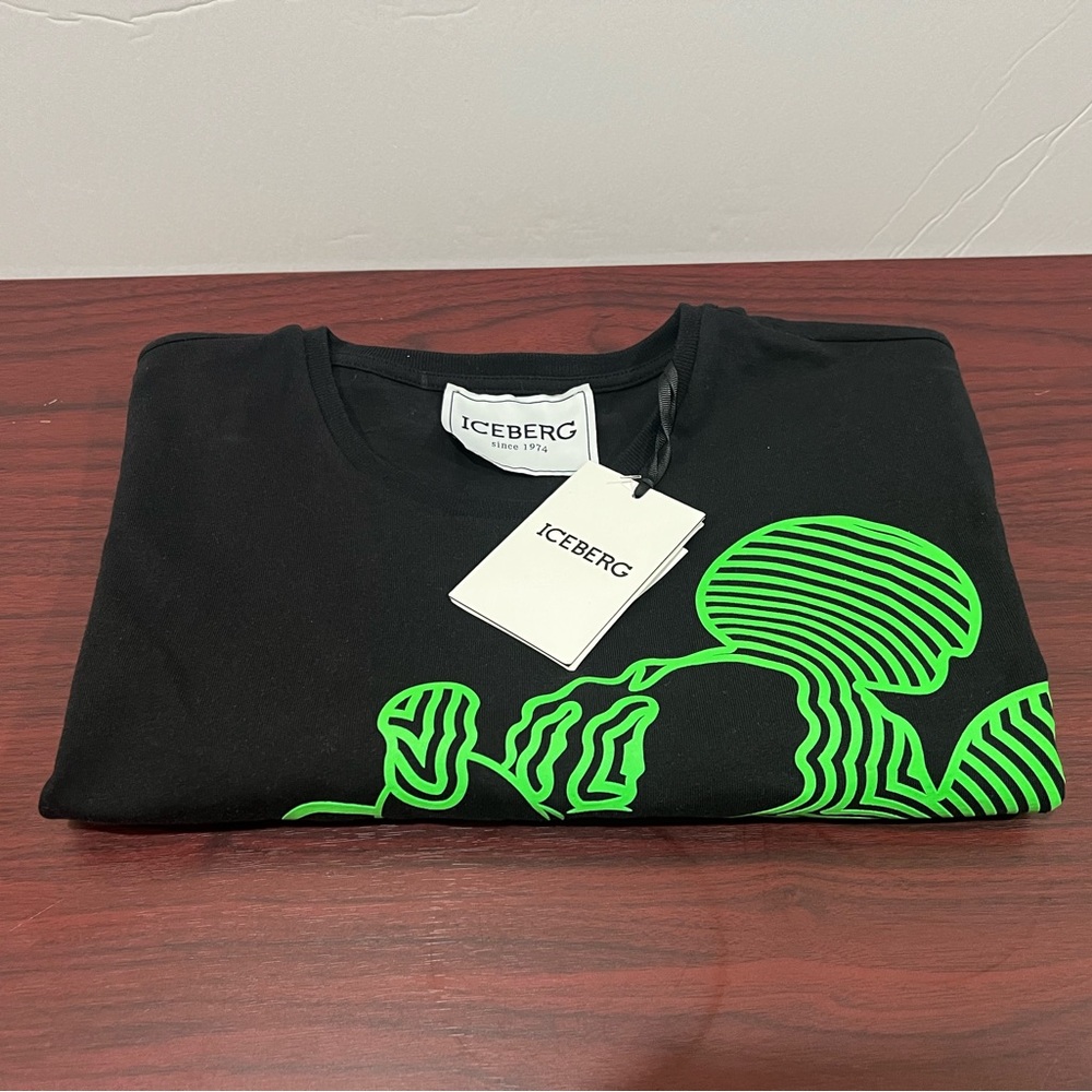 Iceberg, Mickey Mouse T Shirt, Black & Green